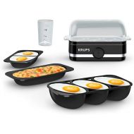 Krups Simply Electric Plastic and Stainless Steel Egg Cooker 6 Eggs 400 Watts Hard, Medium, and Soft Boiled, Poached, Scrambled, Omelets, Rapid Cook Black