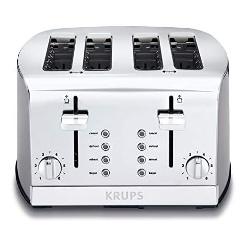  [아마존 핫딜] KRUPS KH734D Breakfast Set 4-Slot Toaster with Brushed and Chrome Stainless Steel Housing, 4-Slices with Dual Independent Control Panel, Silver