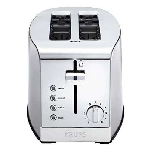  [아마존베스트]KRUPS KH732D50 2-Slice Toaster, Stainless Steel Toaster, 5 Functions with Cancel, Toasting, Defrost, Reheat and Bagel, Cord Storage, Silver