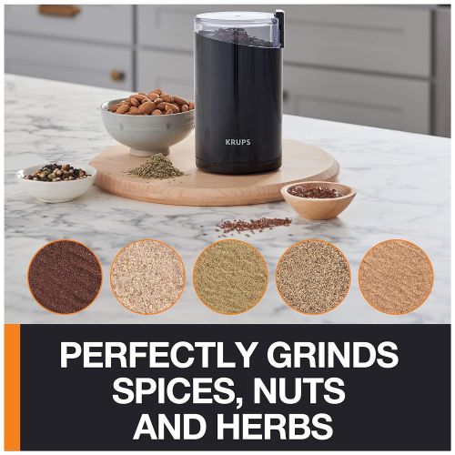  KRUPS F203 Electric Spice and Coffee Grinder with Stainless Steel Blades, 3 oz / 85 g, Black