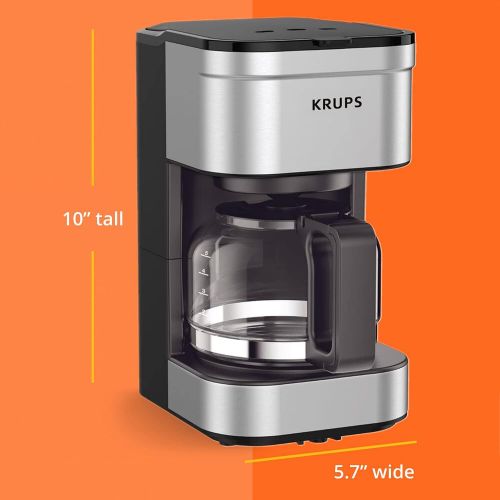  KRUPS Simply Brew Compact Filter Drip Coffee Maker, 5-Cup, Silver