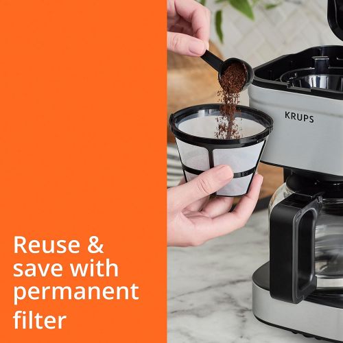  KRUPS Simply Brew Compact Filter Drip Coffee Maker, 5-Cup, Silver