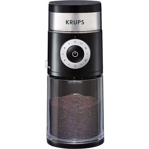  KRUPS Precision Grinder Flat Burr Coffee for Drip/Espresso/PourOver/ColdBrew, 12 cup, Black