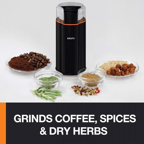  KRUPS Silent Vortex Electric Grinder for Spice, Dry Herbs and Coffee, 12-Cups, Black