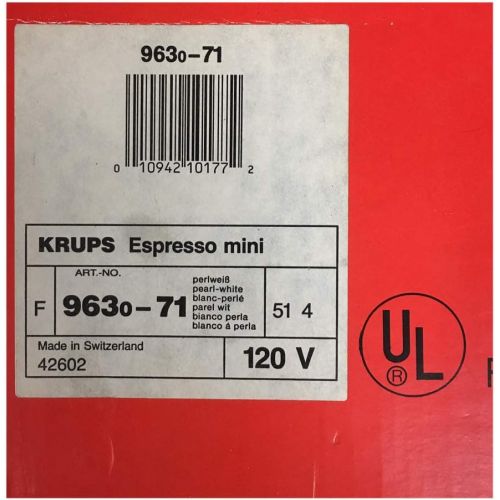  Krups Espresso Mini 963 White Electric Cappuccino Espresso Coffee Maker Machine 800 Watts