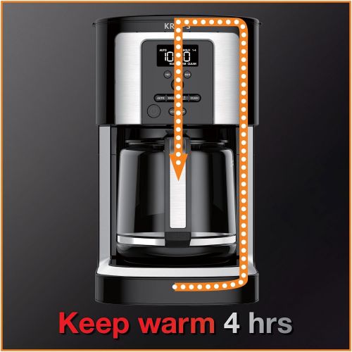  KRUPS, EC322, 14-Cup Programmable Coffee Maker, Professional Permanent Gold-Tone, Thermobrew Technology, Black