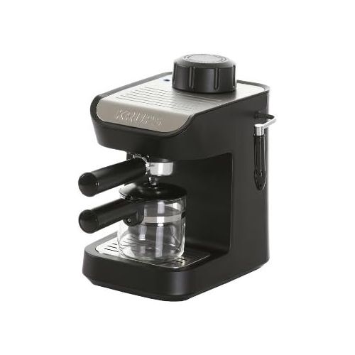  KRUPS XP1020 Steam Espresso Machine with Glass Carafe, 4-Cup, Black