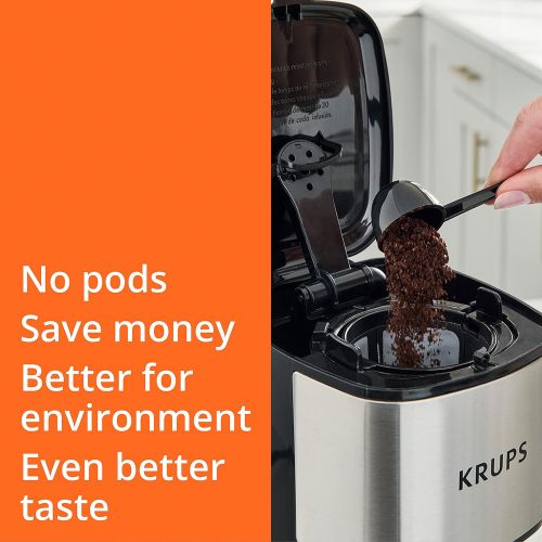  KRUPS Simply Brew to Go Single Serve Drip Coffee Maker with Travel Tumbler Included, 12 fluid ounces, Silver and Black