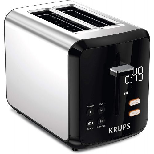  KRUPS KH320D50 My Memory Digital Stainless Steel Toaster, 7 Browning Level with personalized setting, Black