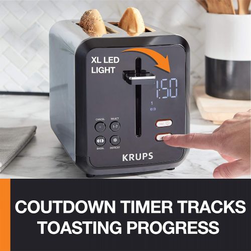  KRUPS KH320D50 My Memory Digital Stainless Steel Toaster, 7 Browning Level with personalized setting, Black