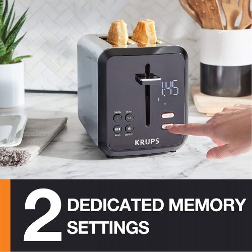  KRUPS KH320D50 My Memory Digital Stainless Steel Toaster, 7 Browning Level with personalized setting, Black