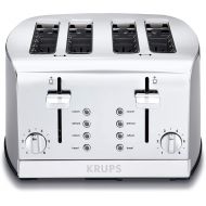 KRUPS KH734D Breakfast Set 4-Slot Toaster with Brushed and Chrome Stainless Steel Housing, 4-Slices with Dual Independent Control Panel, Silver