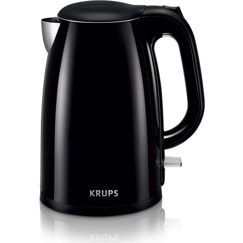  KRUPS Cool-touch Stainless Steel Double Wall Electric Kettle, 1.5L, Black