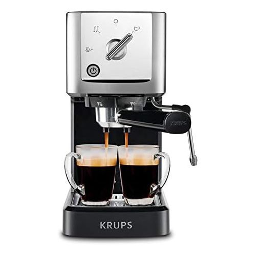  KRUPS XP344C51 Professional Coffee Maker Calvi Steam and Pump Compact Espresso Machine, 1-Liter, Black