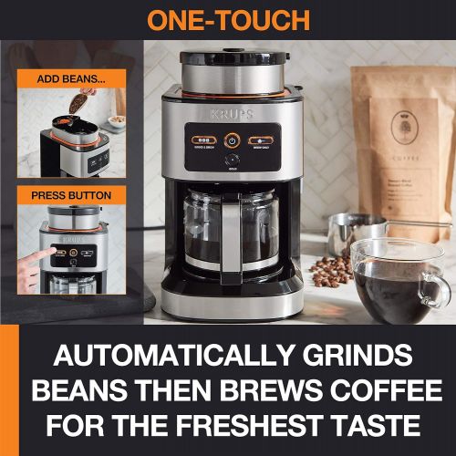  KRUPS KM550D50 Personal Cafe Grind Drip Maker Coffee Grinder, 4 cups, Silver