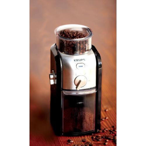  KRUPS GVX212 Coffee Grinder, 1, Black and Metal: Power Burr Coffee Grinders: Kitchen & Dining