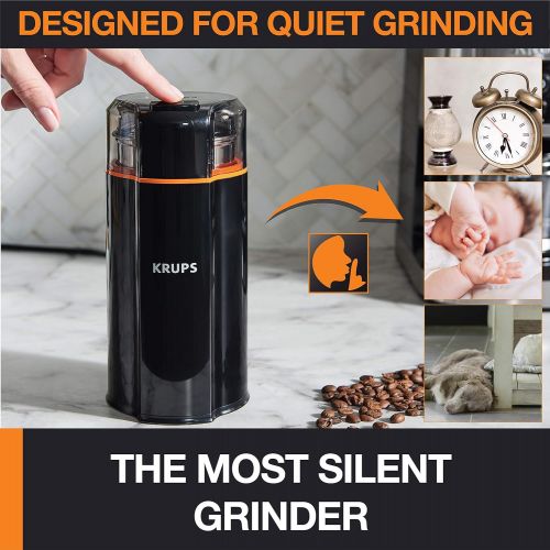  KRUPS Silent Vortex Electric Grinder for Spice, Dry Herbs and Coffee, 12-Cups, Black