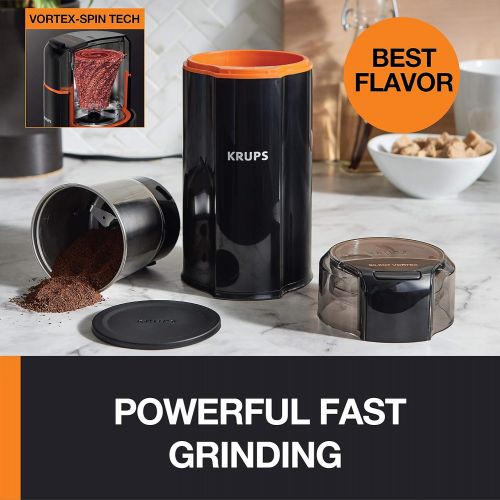  KRUPS Silent Vortex Electric Grinder for Spice, Dry Herbs and Coffee, 12-Cups, Black