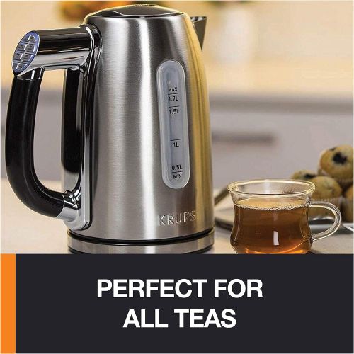  KRUPS BW710D51 Cool-touch Stainless Steel Electric Kettle with Adjustable Temperature, 1.7-Liter, Silver: Kitchen & Dining