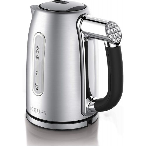  KRUPS BW710D51 Cool-touch Stainless Steel Electric Kettle with Adjustable Temperature, 1.7-Liter, Silver: Kitchen & Dining