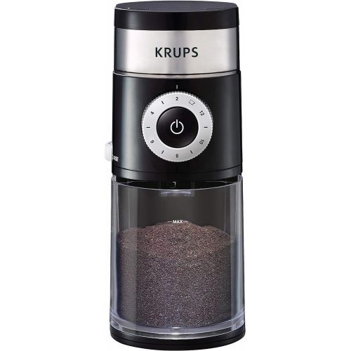  [아마존베스트]KRUPS Precision Grinder Flat Burr Coffee for Drip/Espresso/PourOver/ColdBrew, 12 cup, Black