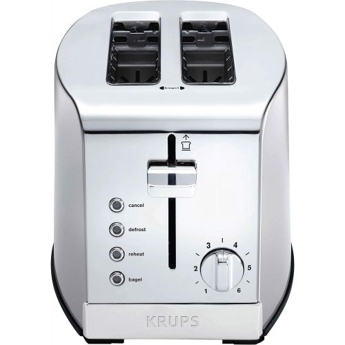  [아마존베스트]KRUPS KH732D50 2-Slice Toaster, Stainless Steel Toaster, 5 Functions with Cancel, Toasting, Defrost, Reheat and Bagel, Cord Storage, Silver