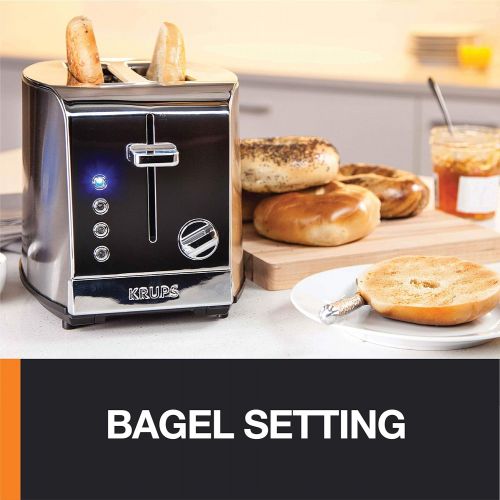  [아마존베스트]KRUPS KH732D50 2-Slice Toaster, Stainless Steel Toaster, 5 Functions with Cancel, Toasting, Defrost, Reheat and Bagel, Cord Storage, Silver