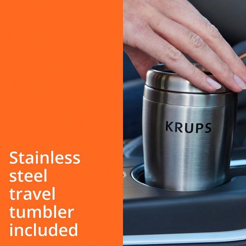  KRUPS Simply Brew to Go Single Serve Drip Coffee Maker with Travel Tumbler Included, 12 fluid ounces, Silver and Black