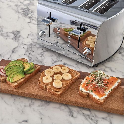  KRUPS KH734D Breakfast Set 4-Slot Toaster with Brushed and Chrome Stainless Steel Housing, 4-Slices with Dual Independent Control Panel, Silver