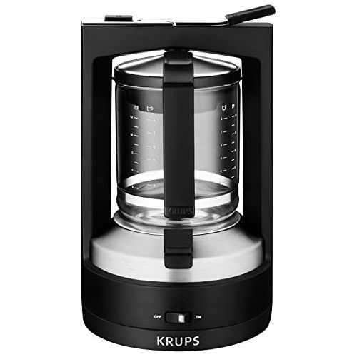  KRUPS KM4689 Moka Brewer Coffee Maker Machine with Permanent Filter and Glass Carafe, 10-Cup, Black