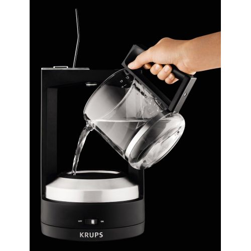  KRUPS KM4689 Moka Brewer Coffee Maker Machine with Permanent Filter and Glass Carafe, 10-Cup, Black