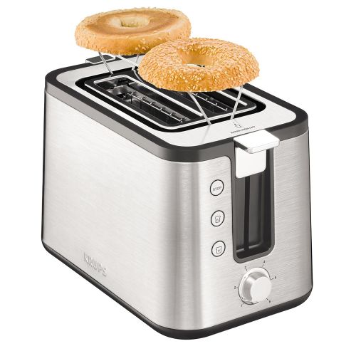  KRUPS 7211002013 KH442D Control Line 2-Slot Toaster with Integrated Bun Warmer and Brushed Stainless Steel Housing, 2-Slice, Silver