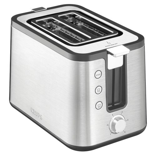  KRUPS 7211002013 KH442D Control Line 2-Slot Toaster with Integrated Bun Warmer and Brushed Stainless Steel Housing, 2-Slice, Silver