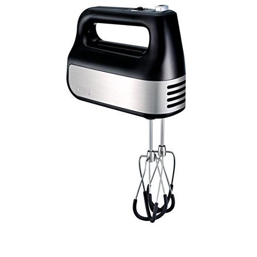  KRUPS GN492851 Hand Mixer, Electric Hand Mixer with Turbo Boost Stainless Steel Accessories, Count Down Timer, 4 servings, Black