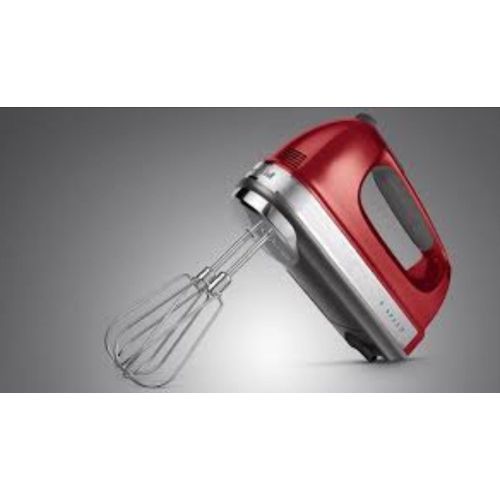  KRUPS GN4925 Quiet 10 Speed Hand Mixer with Turbo Boost Stainless Steel Accessories and Count Down Timer, Red