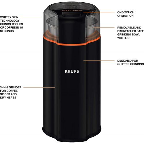  KRUPS Electric Spice and Coffee Grinder with Stainless Steel Blades, Blac