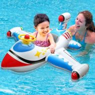 Inflatable Baby Pool Float for Age 1-4, Kids Swimming Pool Floaties Swim Ring with Safe Seat & Steering Wheel & Horn for Infant Toddlers, Summer Fun Ride-on Raft Pool Baby Beach Supplies Boys Girls