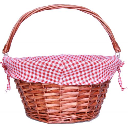  KRZIL Oypeip Wicker Basket Gift Baskets Empty Round Willow Woven Picnic Basket Easter Candy Basket Storage Basket Wine Basket with Handle Egg Gathering Wedding Basket (Auburen)