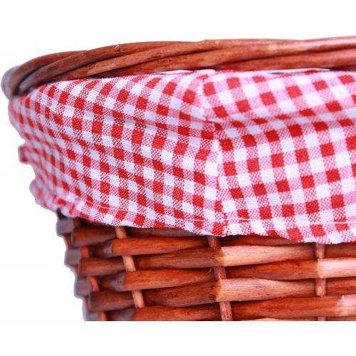  KRZIL Oypeip Wicker Basket Gift Baskets Empty Round Willow Woven Picnic Basket Easter Candy Basket Storage Basket Wine Basket with Handle Egg Gathering Wedding Basket (Auburen)