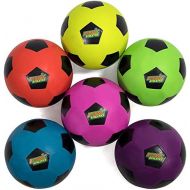 [아마존베스트]K-Roo Sports Atomic Athletics 6 Pack of Neon Rubber Playground Soccer Balls - Youth Size 4, 8 Balls with Air Pump and Mesh Storage Bag