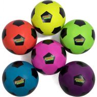 K-Roo Sports Atomic Athletics 6-Pack of Neon Rubber Playground Soccer Balls  Bulk Set of Youth Size 4, 8 Balls with Air Pump & Mesh Storage Bag  Great for Backyard, Playground, Team Sports, G