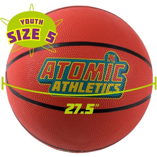  Atomic Athletics 6 Pack of Neon Rubber Playground Basketballs - Youth Size 5, 8.5 Balls with Air Pump and Mesh Storage Bag by K-Roo Sports