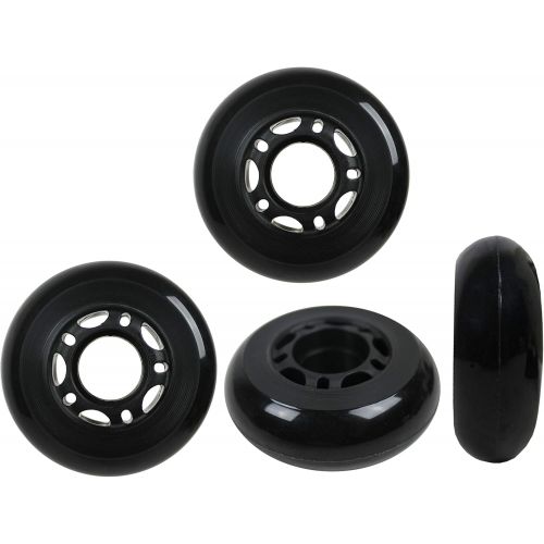  KSS 64mm 82A Inline Skate Wheels with 5-Spoke Hub (4 Pack), 64mm, Black/Grey/Red