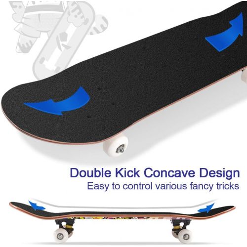  KST Standard Skateboards for Beginner, Kids, Youths, Teens, Adults, Complete 31 X 8 Fancy Skate Board for Tricks, 9-ply Concave Maple Deck & ABEC-11 High-Speed Bearing