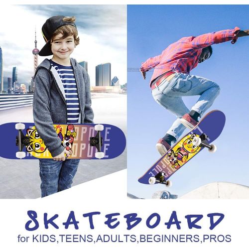  KST Standard Skateboards for Beginner, Kids, Youths, Teens, Adults, Complete 31 X 8 Fancy Skate Board for Tricks, 9-ply Concave Maple Deck & ABEC-11 High-Speed Bearing