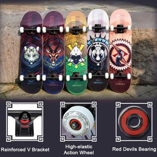  KST Beginners Skateboard Complete, 80cm 7 Layer Canadian Maple Double Kick Concave Deck, Skateboard for Kids and Friends Gift