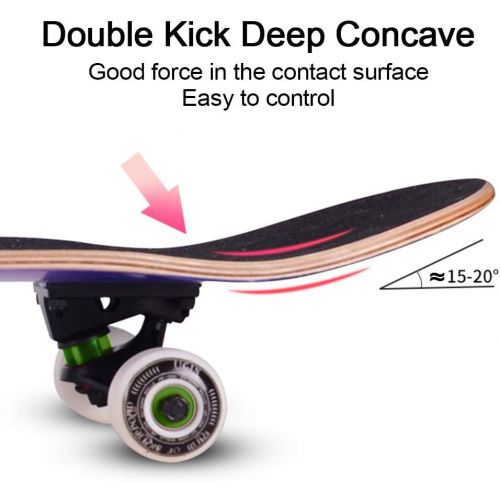  KST Pro Skateboard Complete 79cm(31in) 7 Layer Maple Double Kick Concave Deck Skating Skateboard, Kids, Beginners, Youths, Adults