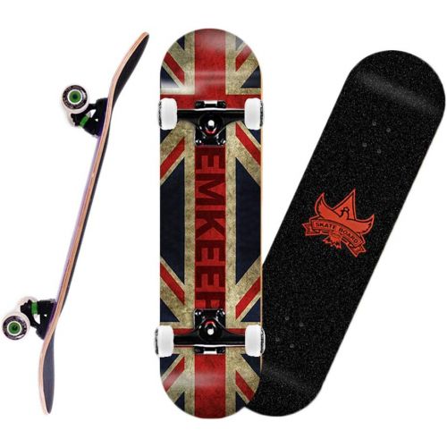  KST Pro Skateboard Complete 79cm(31in) 7 Layer Maple Double Kick Concave Deck Skating Skateboard, Kids, Beginners, Youths, Adults