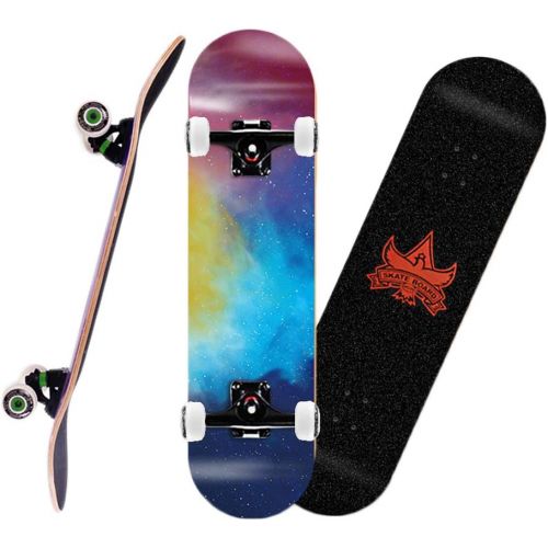  KST Pro Skateboard Complete 79cm(31in) 7 Layer Maple Double Kick Concave Deck Skating Skateboard, Kids, Beginners, Youths, Adults