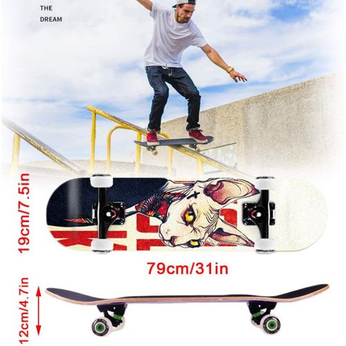  KST Pro Skateboard Complete 79cm(31in) 7 Layer Maple Double Kick Concave Deck Skating Skateboard, Kids, Beginners, Youths, Adults